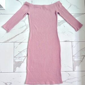 Beautiful Slim Knit Dusty Rose Sweater Dress.
